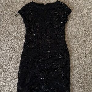 Vince Camuto Black Sheath Mini Dress with Flutter Sleeves